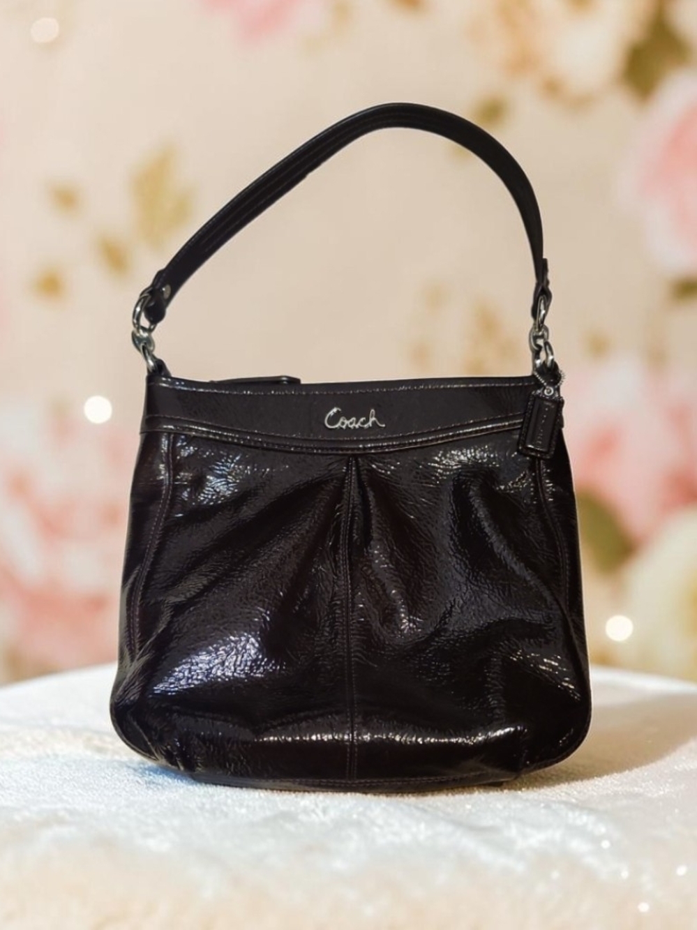 Coach Ashley Mahogany Patent Leather Shoulder Bag